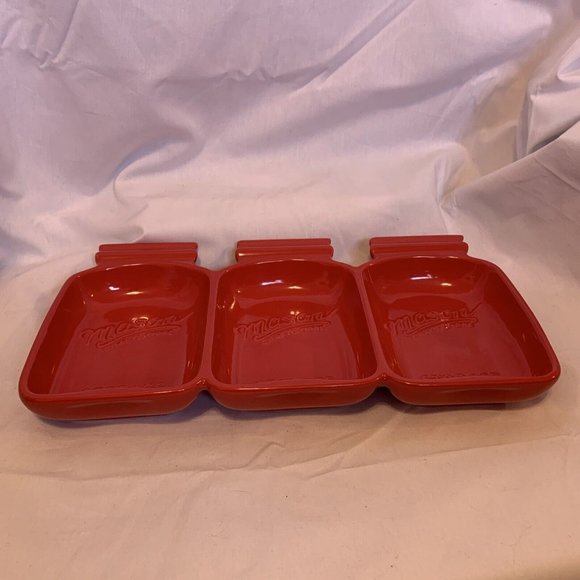 COPY - Mason Craft & More 3 Compartment Tabletop Candy Serving Dish Tray NEW RED - Picture 6 of 12